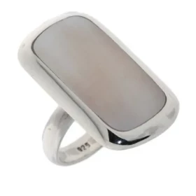  Bague Nacre, monture Argent 925 Motif rectangulaire 17x29mm 