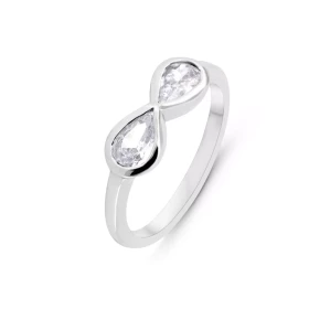  Bague signe infini Argent 925 Rhodié Oxyde zirconium Bague sertie deux pierres forme poire 6x4mm Serti clos Largeur montu...