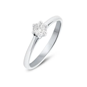  Bague Solitaire Or Blanc 750 sertie d un Diamant rond 0,30 carat Serti 6 griffes Monture type solitaire Couleur Diamant :...