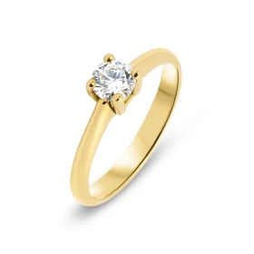  Bague Solitaire Or Jaune 750 Diamant Monture type solitaire Serti à griffes Poids diamant : 0,34 carat Diamant couleur K ...