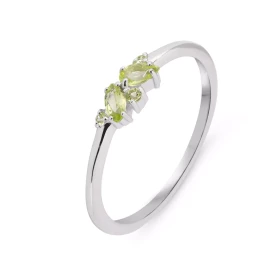  Bague Thelma Argent 925 Rhodié Péridot Bague sertie petites pierres rondes, marquise poire, le tout serti à griffes La ba...