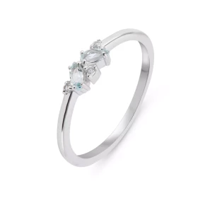 Bague Thelma Argent 925 Rhodié Topaze bleue traitée Bague sertie petites pierres rondes, marquise poire, le tout serti à g...