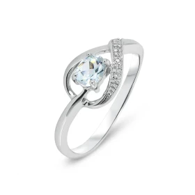 Bague Topaze Bleue Traitée Diamant Or Blanc 375 Cette bague Or 375 est surmontée d une Topaze sertie par 4 griffes Cette p...