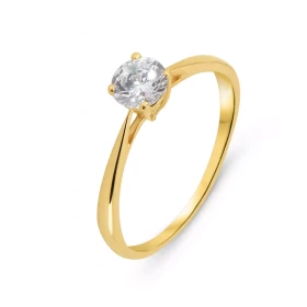  Bague type solitaire or jaune 375 oxyde zirconium Pierre ronde 5mm diamètre serti à 4 griffes Autres tailles disponibles ...