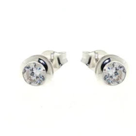 Boucles d oreilles Argent 925 Oxyde Zirconium serties pierres 5mm diamètre 