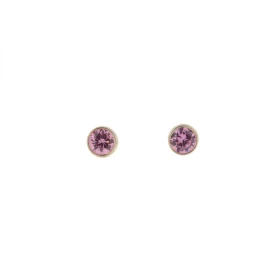 Boucles d oreilles Argent 925 Oxyde Zirconium Rose serties pierres 4,5mm, serti clos