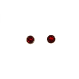  Boucles d oreilles Argent 925 Oxyde Zirconium Rouge serties pierres 4,5mm, serti clos 