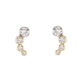 Boucles d oreilles 2 ors 375 composé 4 oxydes zirconium sertis clos forme virgule Dimension boucle : 5x11mm
