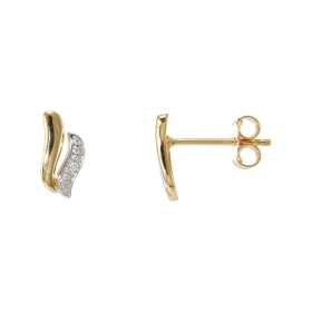 Boucles d oreilles 2 Ors serties deux diamants Dimensions du motif (vue face) : 10 x 5 mm Poids Diamant : 0,011 carats Qua...