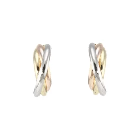  Boucles d oreilles 3 Ors 375/1000 Demi créoles entrelacées Dimensions du motifs : 12x4mm 