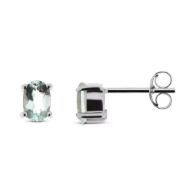 Puces d oreilles Aigue marine Or Blanc 375 Ces boucles sont serties pierres ovales 6x4mm La fermeture effectue par un syst...