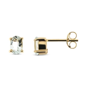 Puces d oreilles Aigue Marine Or jaune 375 Ces boucles sont serties pierres ovales 6x4mm La fermeture effectue par un syst...