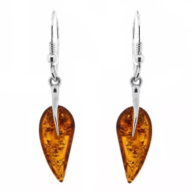 Boucles d oreilles Ambre goutte Argent 925 Boucles d oreilles pendantes Argent 925 Ambre couleur cognac 2 ambres taillées ...