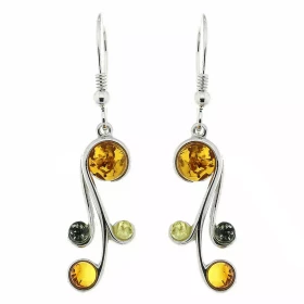 Boucles d oreilles Ambre Multicolore Argent 925 Boucles d oreilles pendantes Argent 925 Ambre multicolore (couleurs : miel...