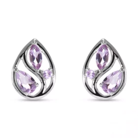Boucles d oreilles Arbre Vie Argent Améthyste Motif Argent 925 rhodié mesurant 12x9mm Chaque boucle est sertie d une pierr...