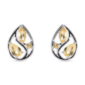Boucles d oreilles Arbre Vie Argent Citrine Motif Argent 925 rhodié mesurant 12x9mm Chaque boucle est sertie d une pierre ...