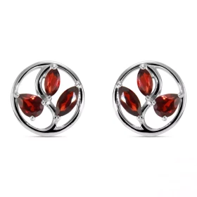 Boucles d oreilles Arbre Vie Argent Grenat Motif Argent 925 rhodié mesurant 10mm diamètre Chaque boucle est sertie d une p...