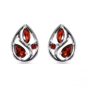 Boucles d oreilles Arbre Vie Argent Grenat Motif Argent 925 rhodié mesurant 12x9mm Chaque boucle est sertie d une pierre r...