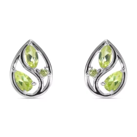 Boucles d oreilles Arbre Vie Argent Péridot Motif Argent 925 rhodié mesurant 12x9mm Chaque boucle est sertie d une pierre ...
