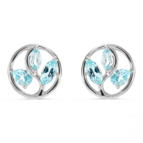 Boucles d oreilles Arbre Vie Argent Topaze bleue traitée Motif Argent 925 rhodié mesurant 10mm diamètre Chaque boucle est ...