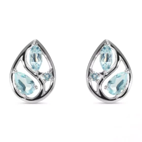 Boucles d oreilles Arbre Vie Argent Topaze bleue traitée Motif Argent 925 rhodié mesurant 12x9mm Chaque boucle est sertie ...