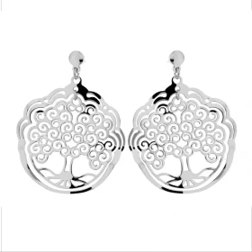 Boucles d oreilles Arbre vie Argent 925 rhodié Longueur : 4,5cm Système fermeture : poussettes