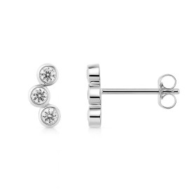 Boucles d oreilles Argent 925 3 Oxydes Dimensions du motif : 10x5mm Diamètre des pierres : 2,2mm