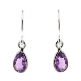  Boucles d oreilles Argent 925 Améthyste pendantes serties pierres forme poires 7x5mm Hauteur : 23mm 