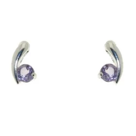 Boucles d oreilles Argent 925 Améthyste serties pierres 3,5mm diamètre Dimensions du motif: 8x5mm 