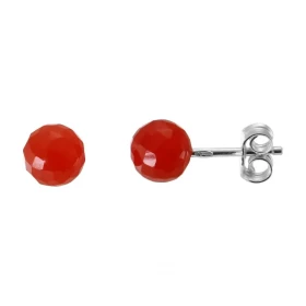 Boucles d oreilles Argent 925 Cornaline Boules Facettées 6mm Boucles d oreilles composées boules Cornaline montées sur tig...