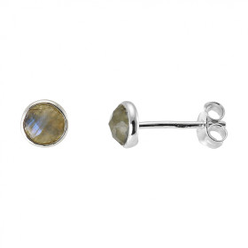 Boucles d oreilles Argent 925 Labradorite Ronde facettée 5mm Puces d oreilles pierres rondes facettées 5mm diamètre Pierre...