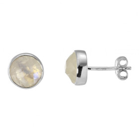 Boucles d oreilles Argent 925 Labradorite Ronde facettée 7mm Puces d oreilles pierres rondes facettées 7mm diamètre Pierre...