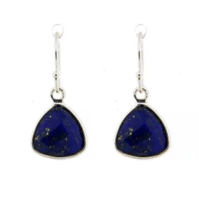 Boucles d oreilles Argent 925 Lapis Lazuli Ces boucles d oreilles pendantes sont serties pierres triangulaire taillée dome...