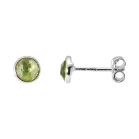 Boucles d oreilles Argent 925 Péridot Rond facetté 5mm Puces d oreilles pierres rondes facettées 5mm diamètre Pierres main...