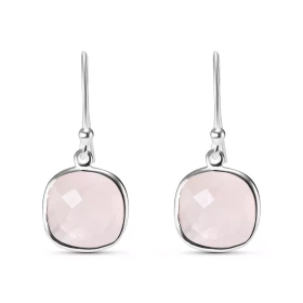 Boucles d oreilles Argent 925 Quartz Rose Ces boucles d oreilles pendantes sont serties pierres taillées coussin Les dimen...