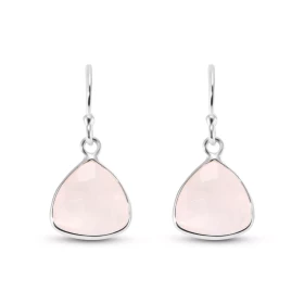  Boucles d oreilles Argent 925 Qurtz Rose Ces boucles d oreilles pendantes sont serties pierres triangulaire taillée dome ...