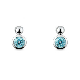 Boucles d oreilles Argent 925 Topaze Bleue Traitée serties pierres 4mm diamètre Dimensions du motif: 8x5mm 