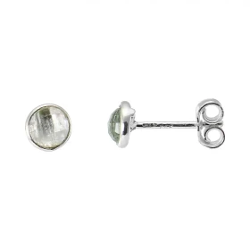 Boucles d oreilles Argent 925 Topaze Bleue Traitée Ronde facettée 5mm Puces d oreilles pierres rondes facettées 5mm diamèt...