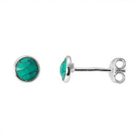 Boucles d oreilles Argent 925 Turquoise reconstituée Rondes facettées 5mm Puces d oreilles pierres rondes facettées 5mm di...