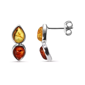  Boucles d oreilles Argent Ambre Cognac Miel Dimensions d une boucle (vue face) : 16x6mm Système fermeture : poussettes 