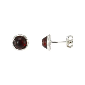 Boucles d oreilles Ambre Argent 925 sertie demi pierres rondes Diamètre du motif : 8 mm Diamètre pierre : 6mm 
