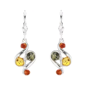 Boucles d oreilles pendantes Ambre Argent 925 Longueur : 37mm 