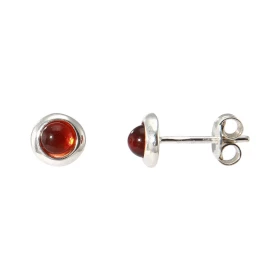 Boucles d oreilles Ambre Argent 925 sertie demi pierres rondes Diamètre du motif : 6 mm Diamètre pierre : 4mm 