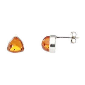 Boucles d oreilles Ambre Argent 925 serties pierres triangulaires 7x7mm Dimensions du motif : 9x9 mm 