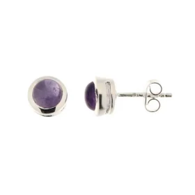 Puces d oreilles argent améthyste taille cabochon 
