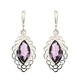 Boucles d oreilles Pendantes Argent Améthyste Ces boucles d oreilles sont serties pierres taillées marquise Les dimensions...