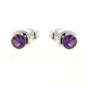 Boucles d oreilles Argent 925 Améthyste serties pierres 5mm diamètre 