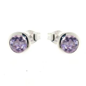 Boucles d oreilles Argent 925 Améthyste serties pierres 6mm diamètre 