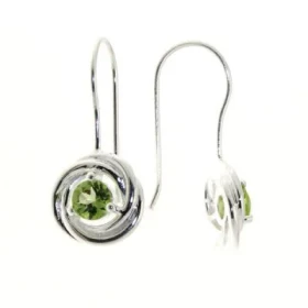 Boucles d oreilles Argent 925 Péridot serties pierres 5mm diamètre Motifs composés d anneaux entrelacés (Diamètre du motif...