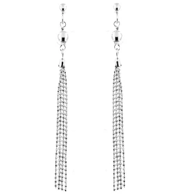 Boucles d oreilles argent boules plusieurs chainettes maille perlée Diamètre boule : 6 mm - Longueur des chainettes : 4,9 ...